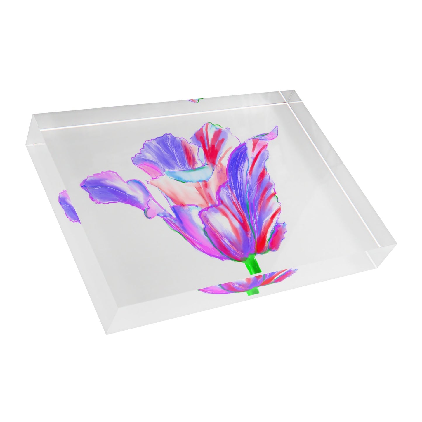 Dancing Tulips Acrylic Art Block Purple