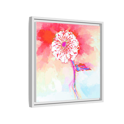 Zinnia Color Splash Matte Canvas Red Framed