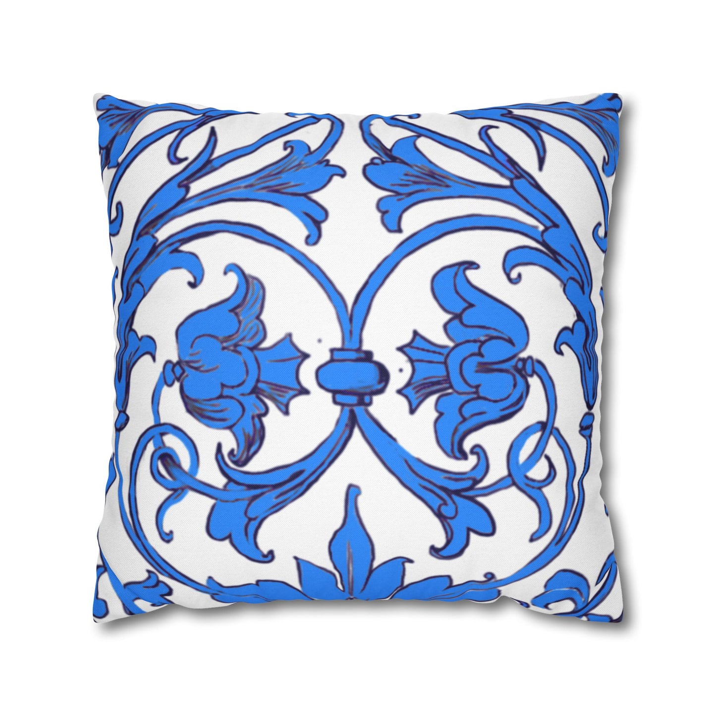 Blue and White Porcelain Square Pillowcase