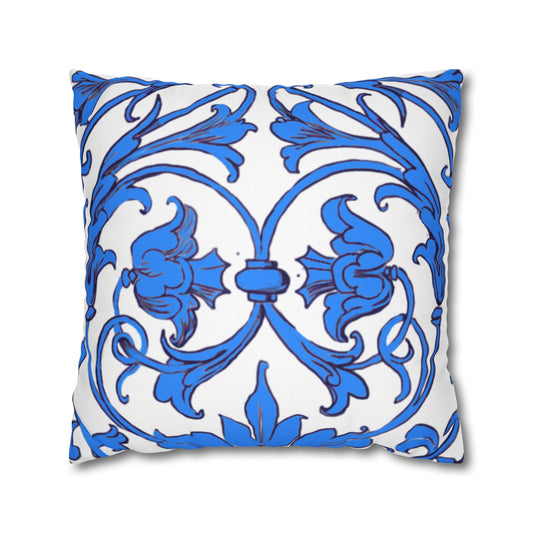 Blue and White Porcelain Square Pillowcase