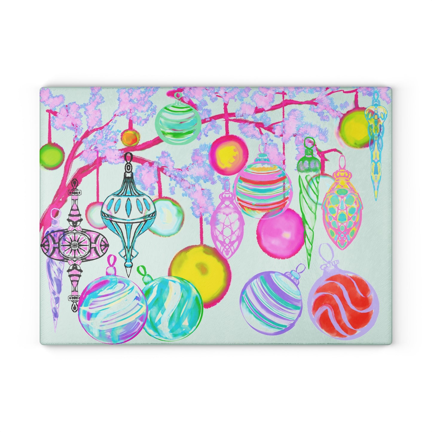 Glass Cutting Board Watercolor Landscape