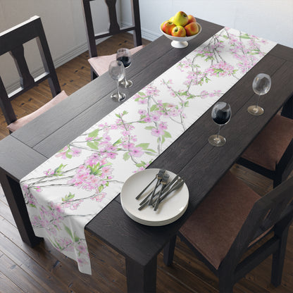 Butterfly Blossom Romp Table Runner (Cotton, Creamy White, Poly, Bright White) 16"x 90"
