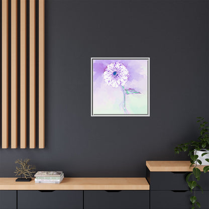 Zinnia Color Splash Matte Canvas Light Purple Framed