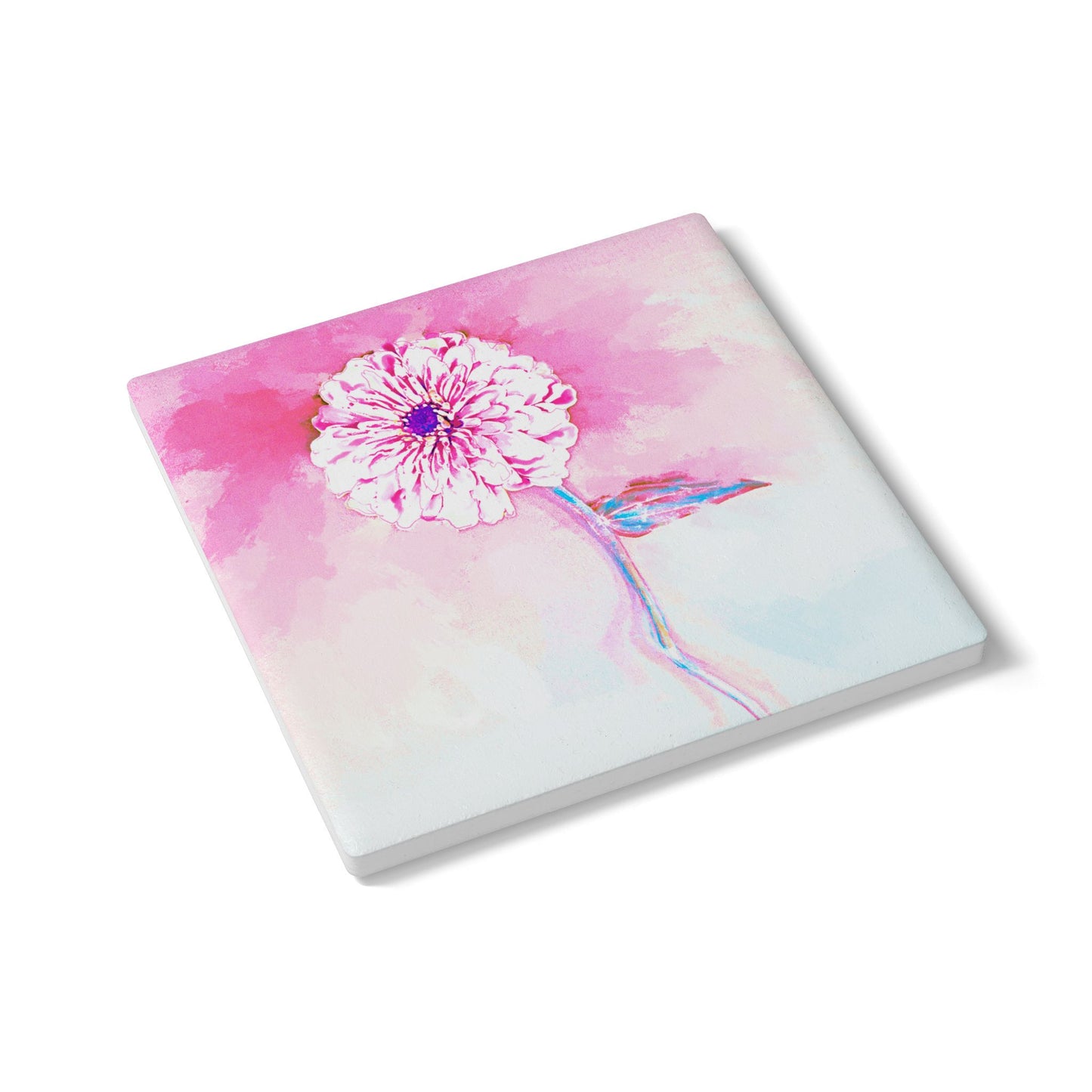 Zinnia Ceramic Coaster, Light Pink