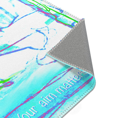 Inspirational Landscapes Indoor Rug, 'Your aim matters", Aqua and Purple