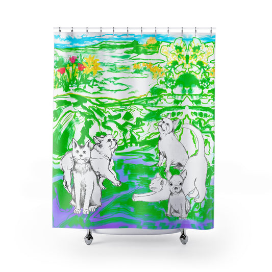 Colorful Cats and Dogs Shower Curtains