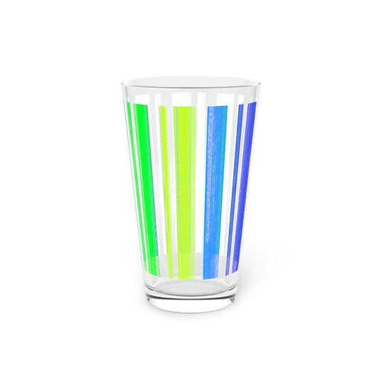 Butterfly Flutterstripe  Pint Glass, 16oz, Blue, Green
