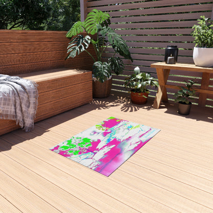 Inspirational Landscapes  Indoor/Outdoor Area Rug, "Life needs purpose" Raspberry and Green
