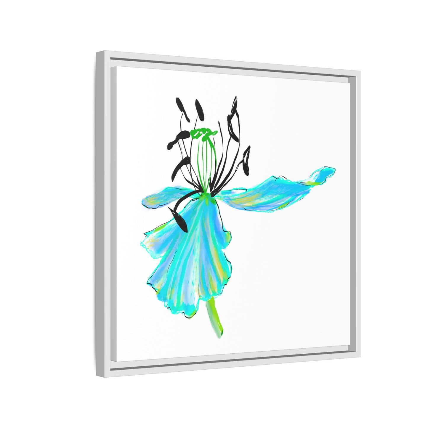 Dancing Tulips Matte Canvas, Framed Aqua