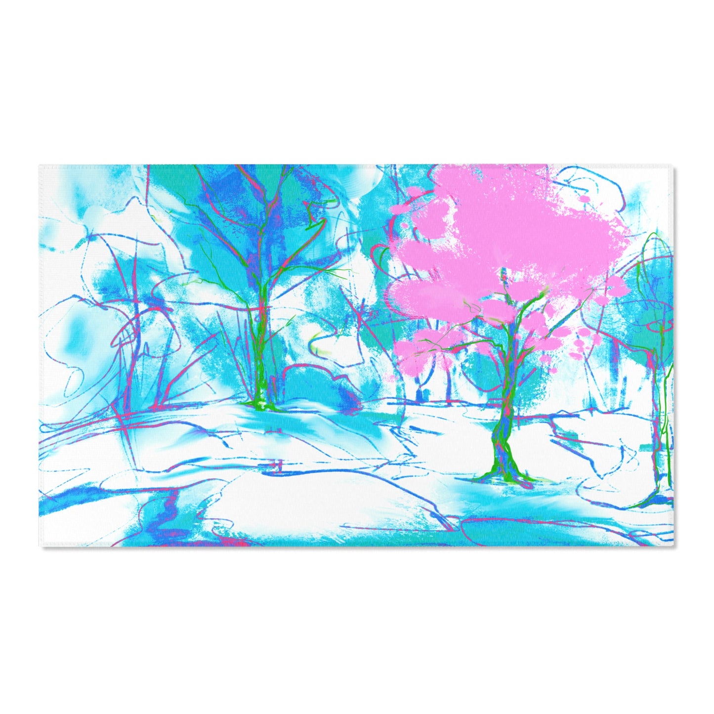 Joyful Landscapes Indoor Area Rug, Blue and Pink