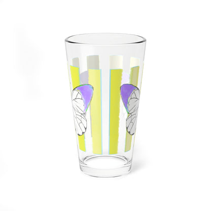 Pint Glass, 16oz Watercolor Stripes & Butterflies