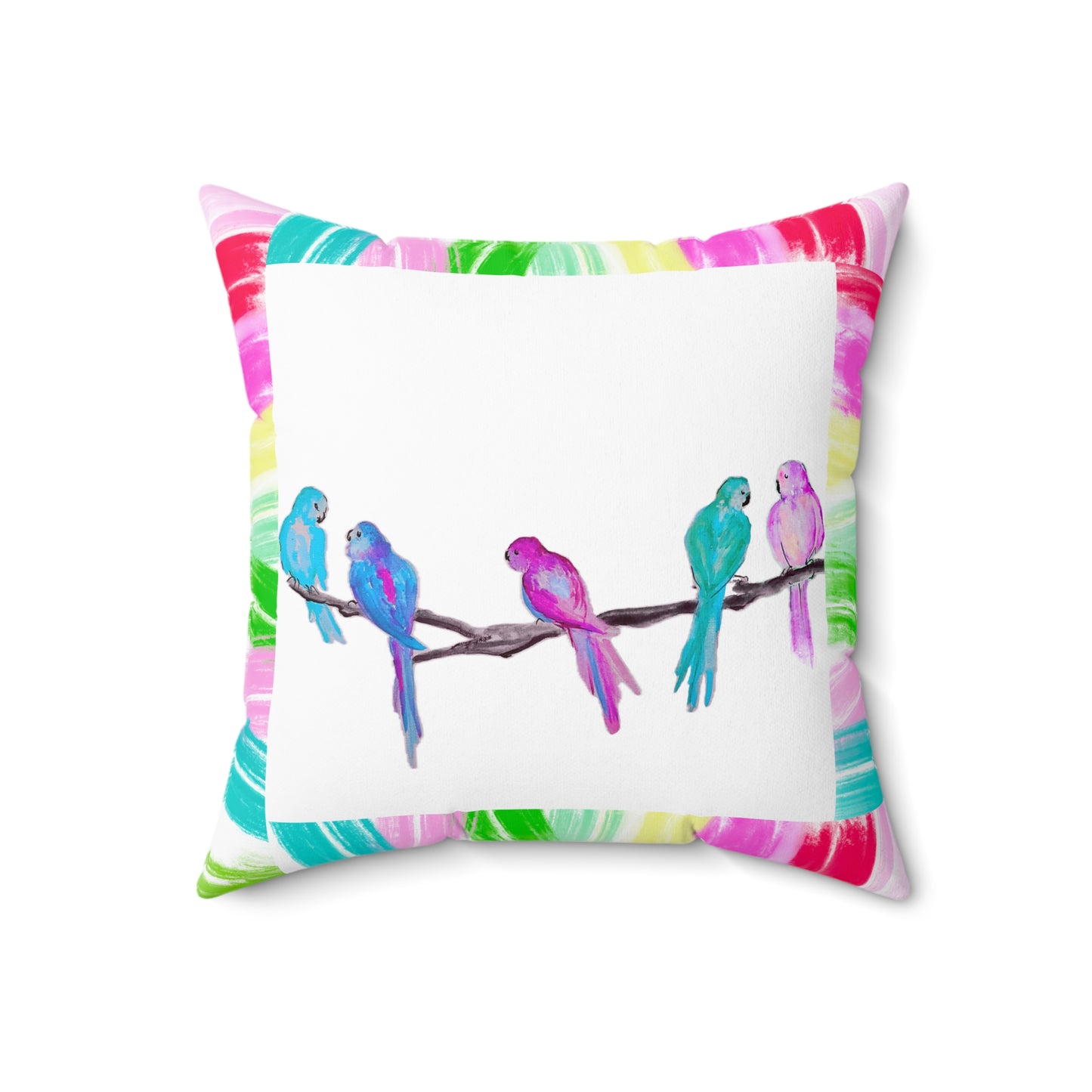 Mega Dot Polyester Square Pillow Birds
