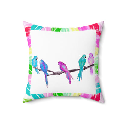 Mega Dot Polyester Square Pillow Birds
