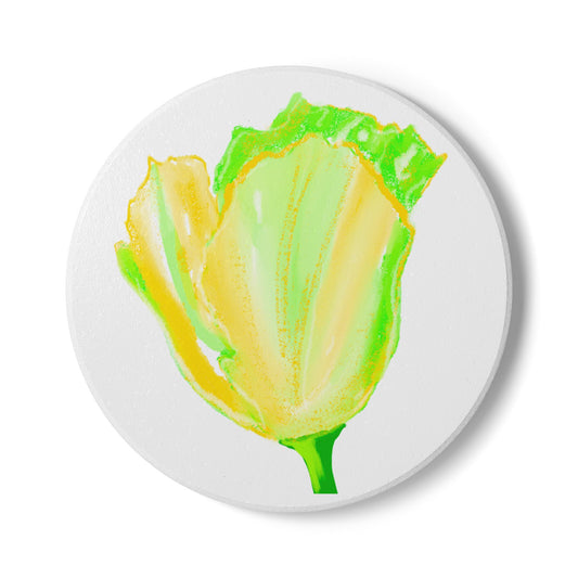 Tulip Love Ceramic Coaster in yellow
