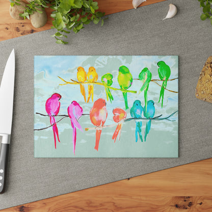 Glass Cutting Board Birds on a branch