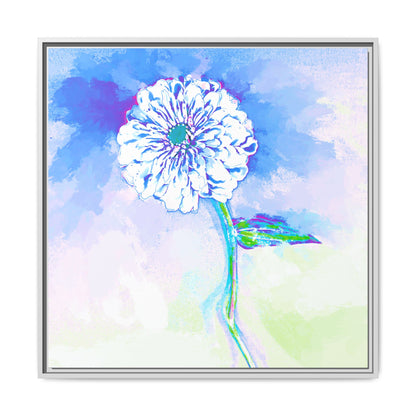 Zinnia Color Splash Matte Canvas Ultramarine Framed