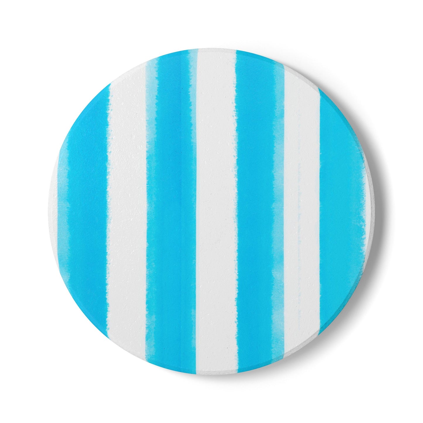 Watercolor Stripe Ceramic Coaster, Aqua