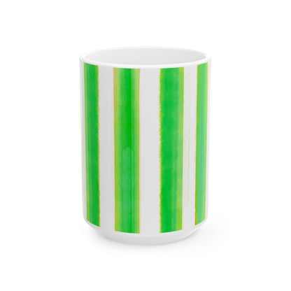 WatercolorStripes Ceramic Mug Dark Green