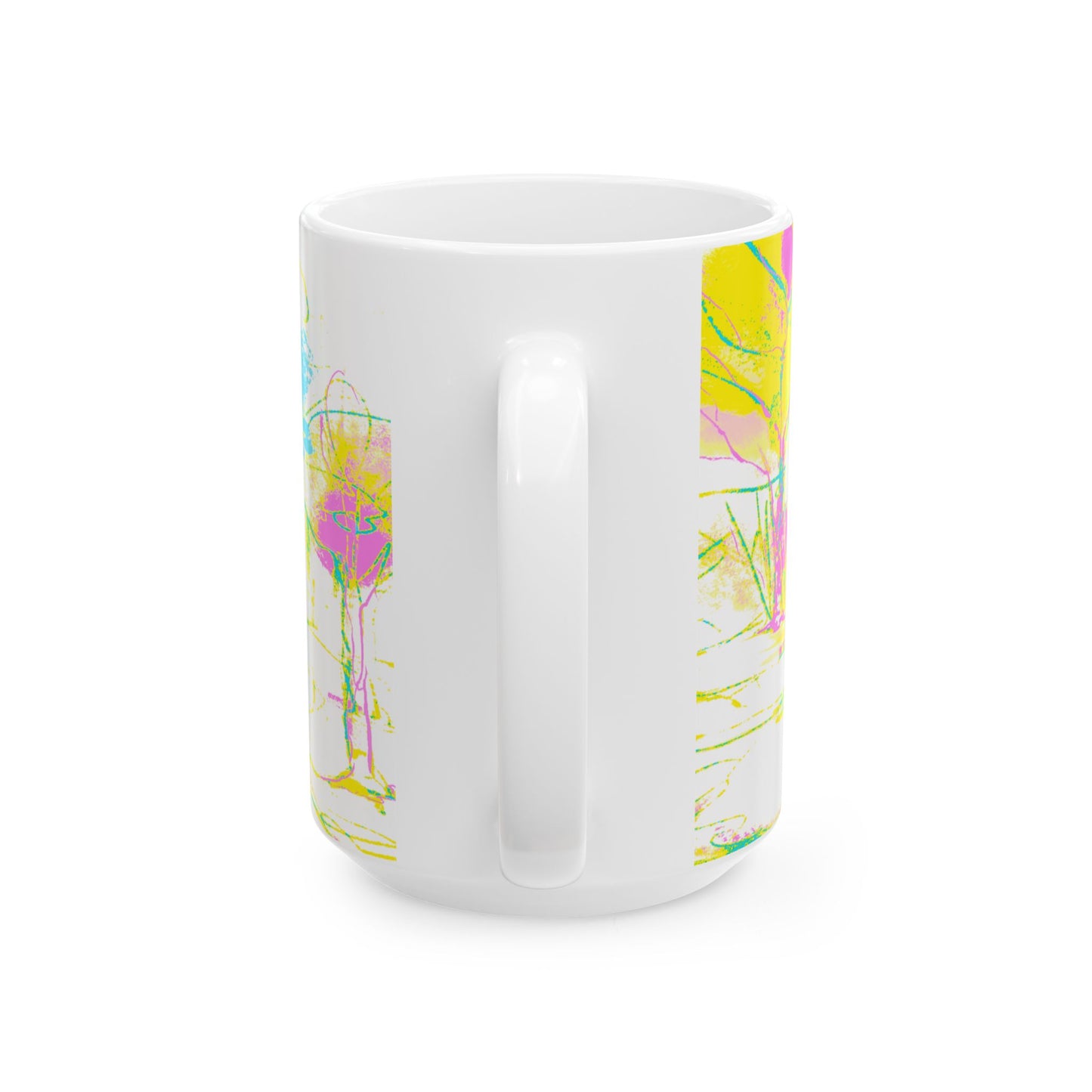 Joyful Landscapes Ceramic Mug in Yellow and Aqua, 11oz, 15oz