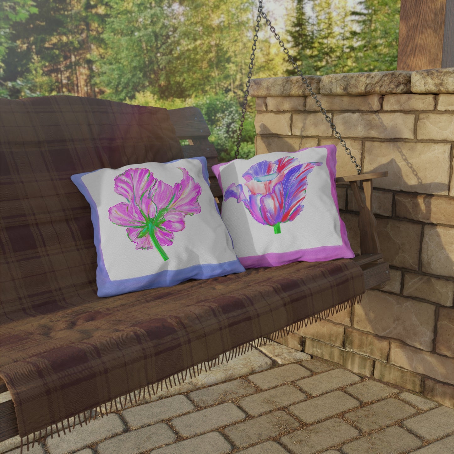 Vibrant Tulips Outdoor Pillows