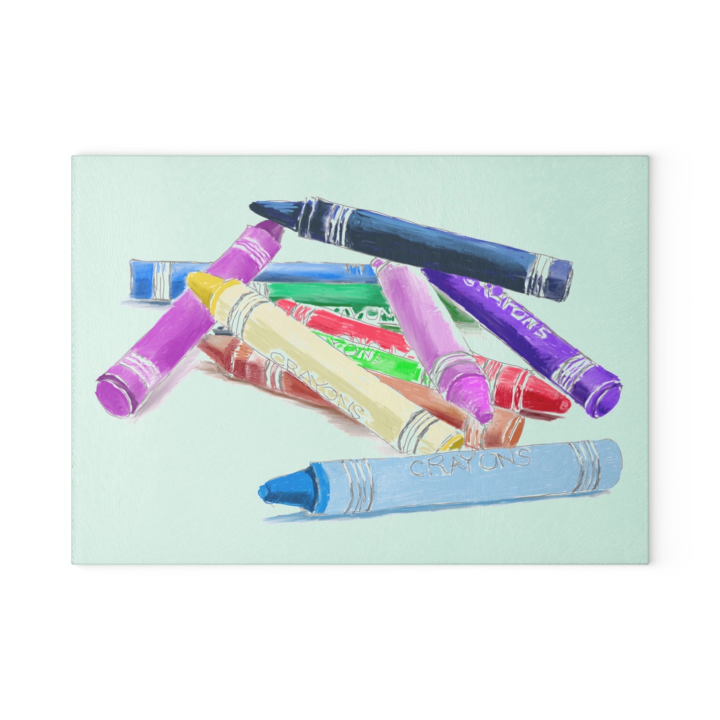 Glass Cutting Board. Crayon Cut-Up