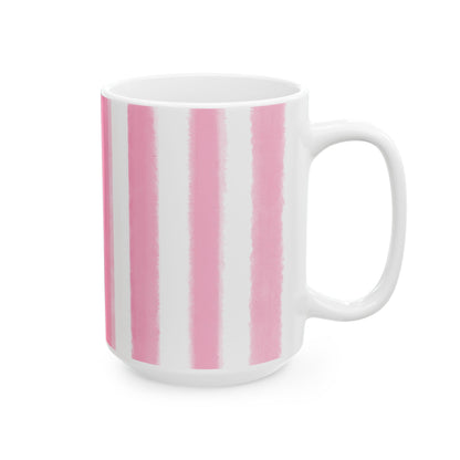 Watercolor Stripes Ceramic Mug Pink