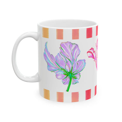 Tulip Love Ceramic Mug, (11oz, 15oz) Lilac, Aqua