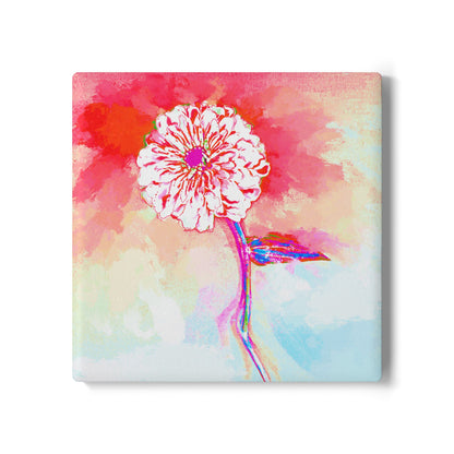 Zinnia Ceramic Coaster, Red