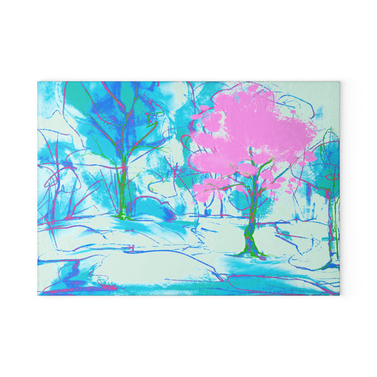 Glass Cutting Board Watercolor Landscape