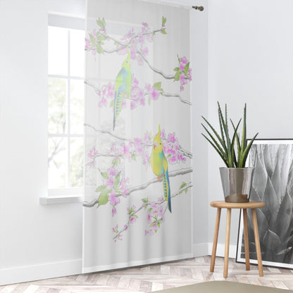 Window Treatments Sheer Curtain C Cherry Blossoms & Jolly Birds