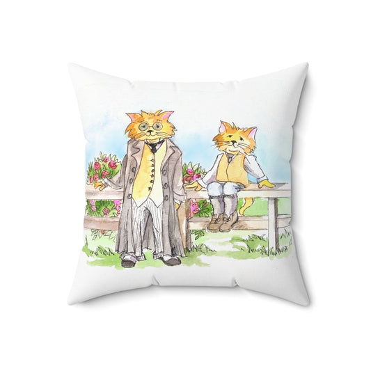 Kitty Fun Polyester Square Pillow "These people draw..."