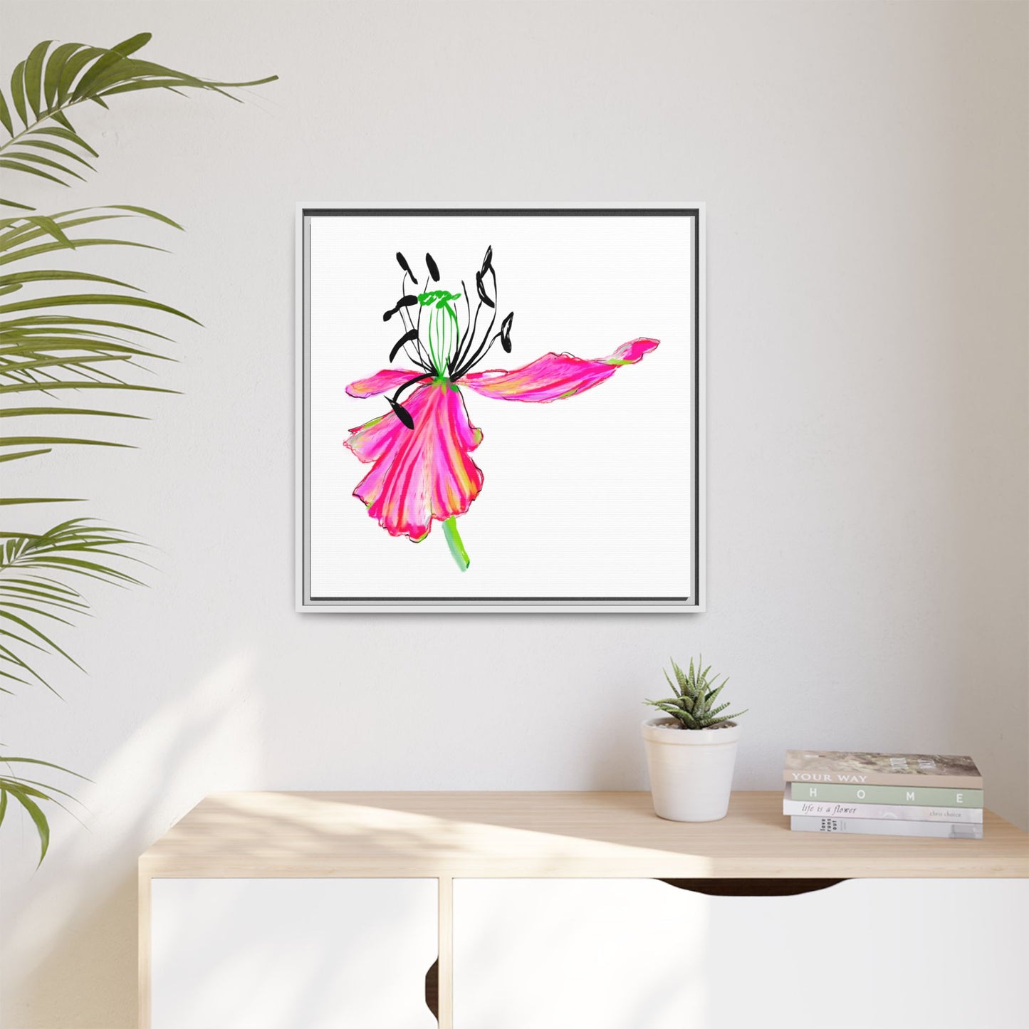 Dancing Tulips Matte Canvas, Framed (Multi-color) Raspberry