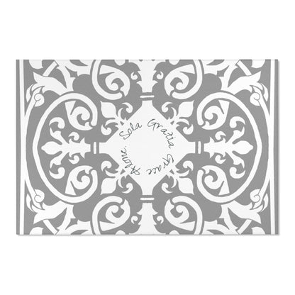 Scrollwork Indoor/Outdoor Rug Gray "Sola Gratia..."