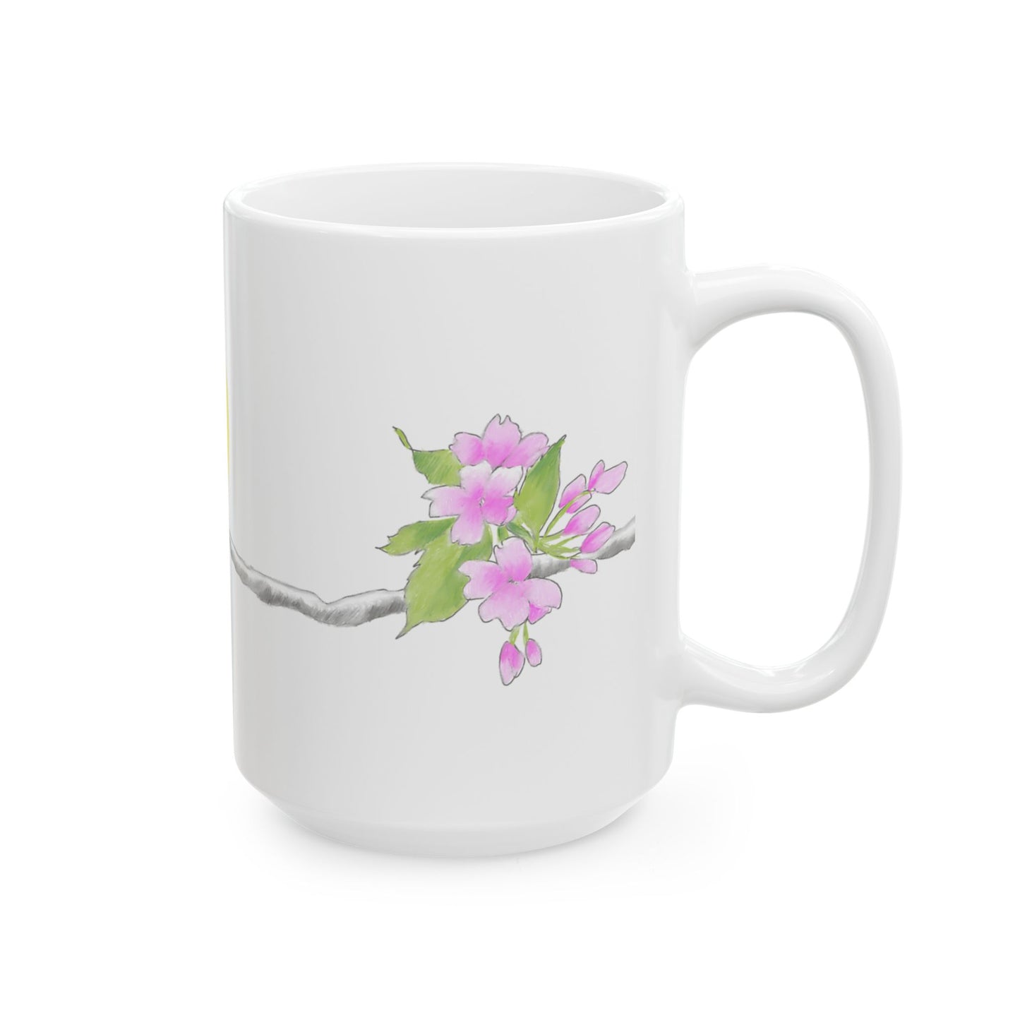 Jolly Birds Ceramic Mug, (11oz, 15oz), Yellow and Aqua