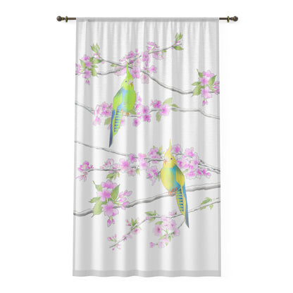 Window Treatments Sheer Curtain C Cherry Blossoms & Jolly Birds