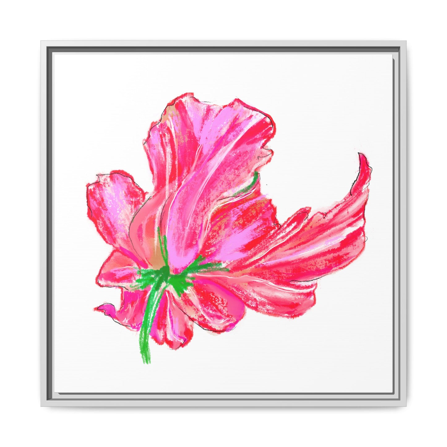 Dancing Tulips Matte Canvas, Framed (Multi-color) Pink Red