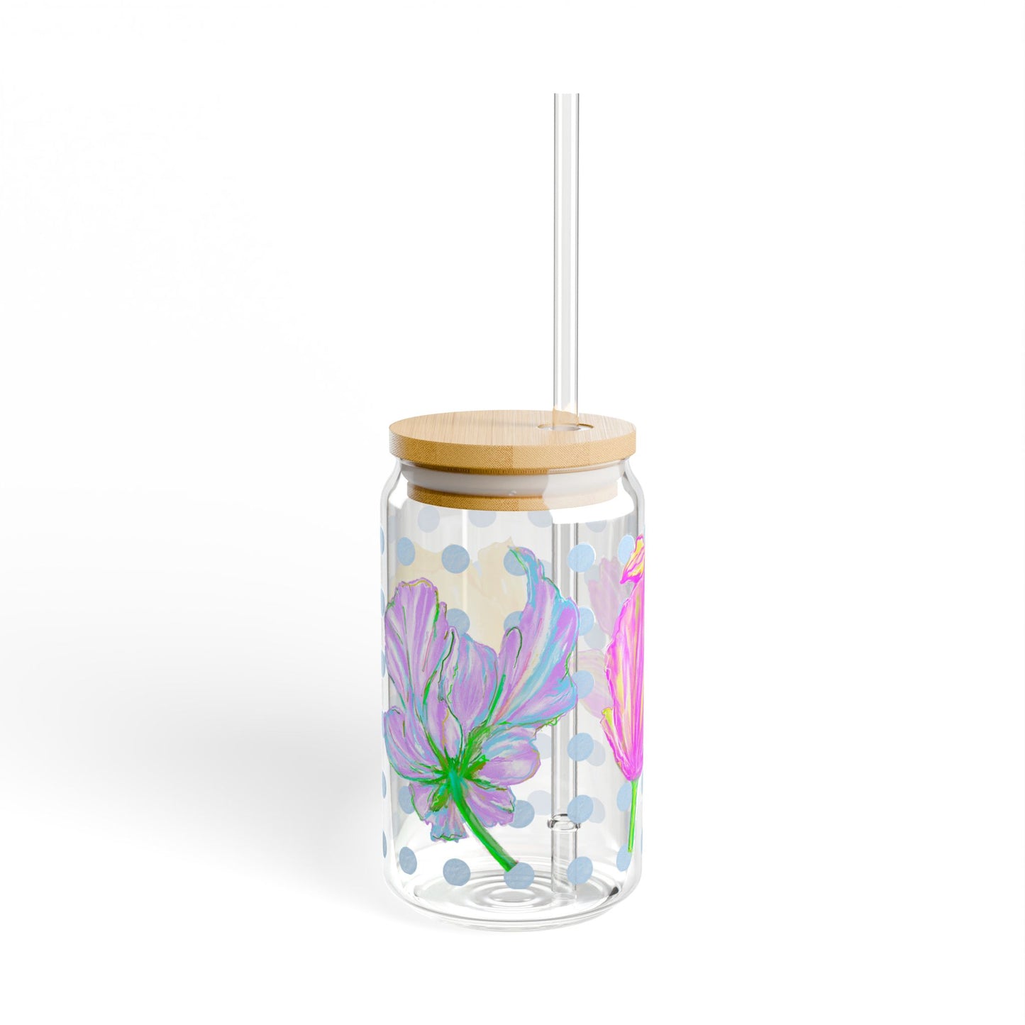 Vibrant Tulips Sipper Glass, 16oz, Lilac, Pink