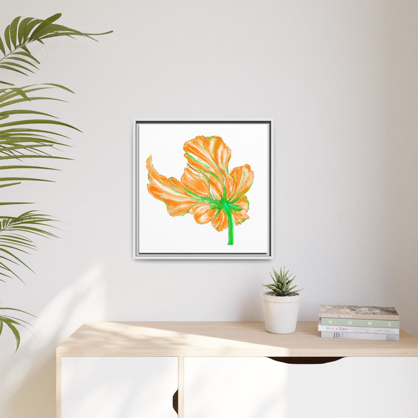 Dancing Tulips Matte Canvas, Framed (Multi-color) Orange