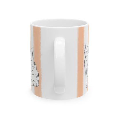 Kitty Fun Mug with Orange Stripes