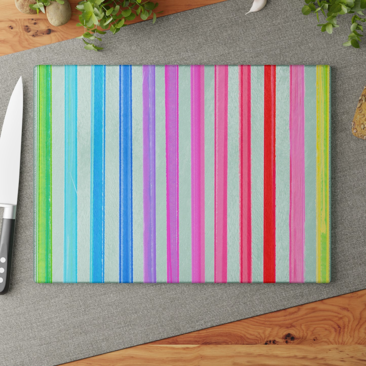 Glass Cutting Boards Watercolor Rainbow Stripes