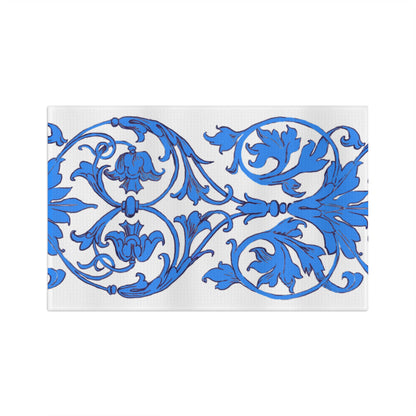 Dish Towels Microfiber Hand Drawn Scrollwork Blue