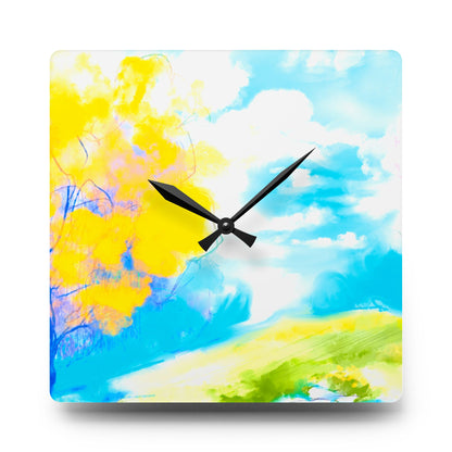 Joyful Landscapes  Wall Clock, Aqua Skies