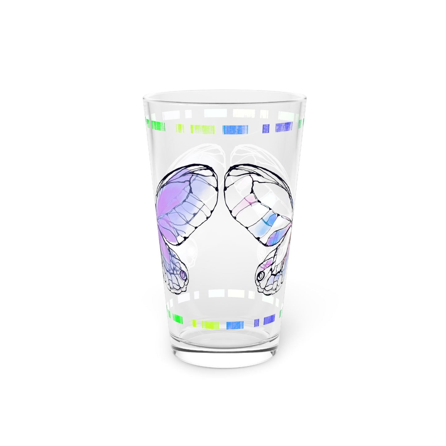 Butterfly Flutterstripe Pint Glass in Lavender, 16oz