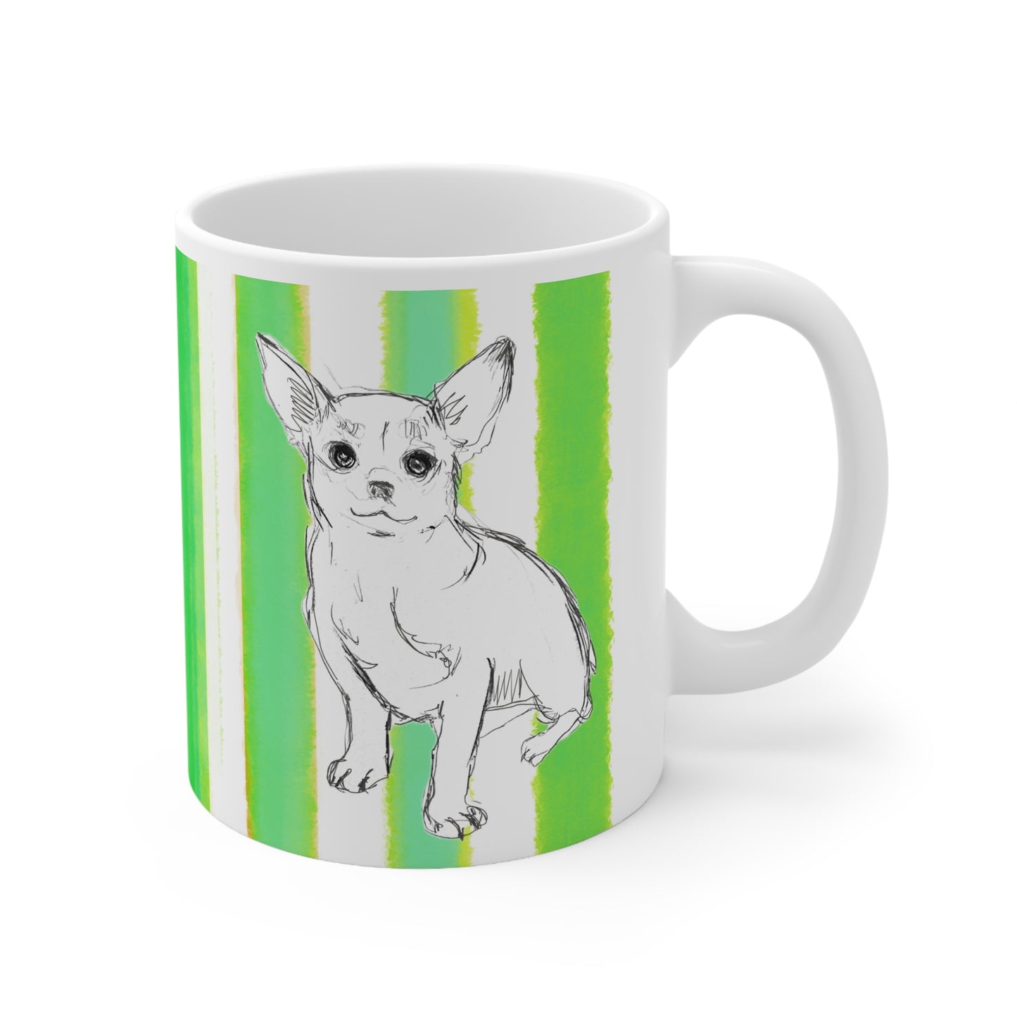 Dogi Fun Ceramic Mug in Dark Green Chihuahuas