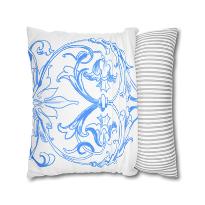 Blue and White Porcelain Square Pillowcase