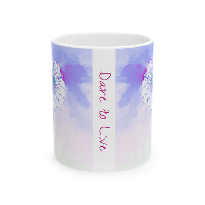 Zinnia Color Splash Mug Periwinkle  “Dare to Live”