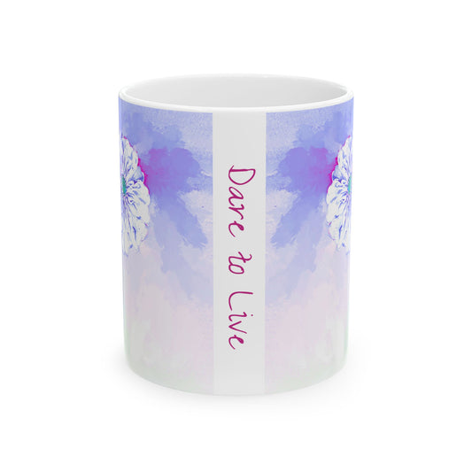 Zinnia Color Splash Mug Periwinkle  “Dare to Live”