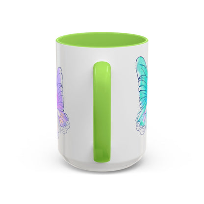 Butterfly Swing, Inside Green Colorful Mugs, Main Butterfly Aqua (11oz, 15oz)