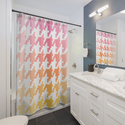 Houndstooth Fun Shower Curtains pink/orange