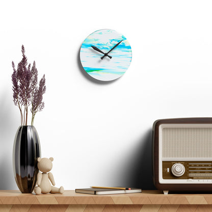Joyful Landscapes  Wall Clock, Aqua Skies